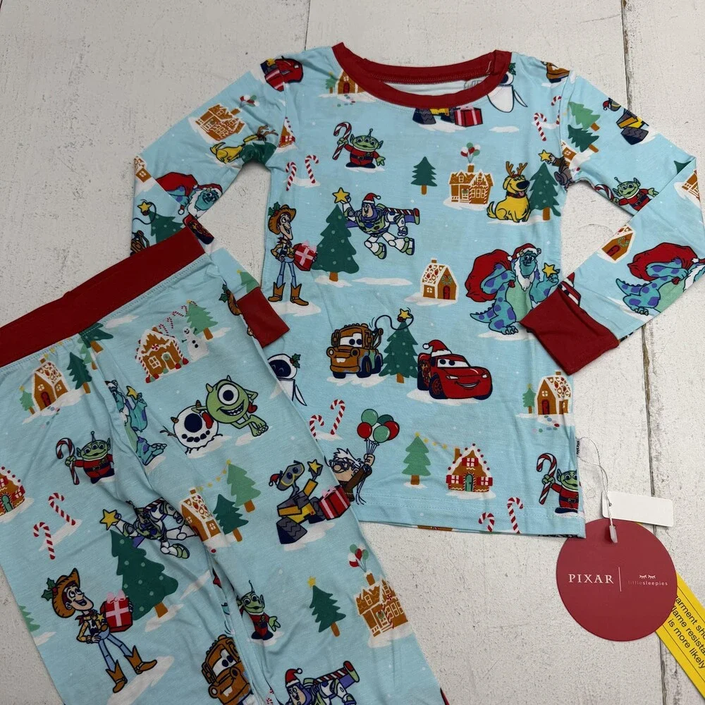 Little Sleepies Pajama Set Kids 3T Pixar Cars Monsters Toy Story Holiday 2 Piece